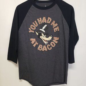 Disney Parks Men's Medium Big Bad Wolf Raglan Pullover Casual T-Shirt - GUC